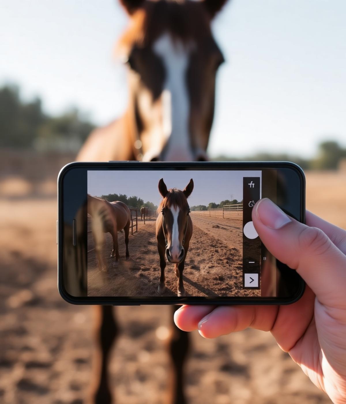 Telefoon filmt jouw paard in de paddock